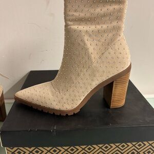 Charles David Tan Studded Heeled Boots